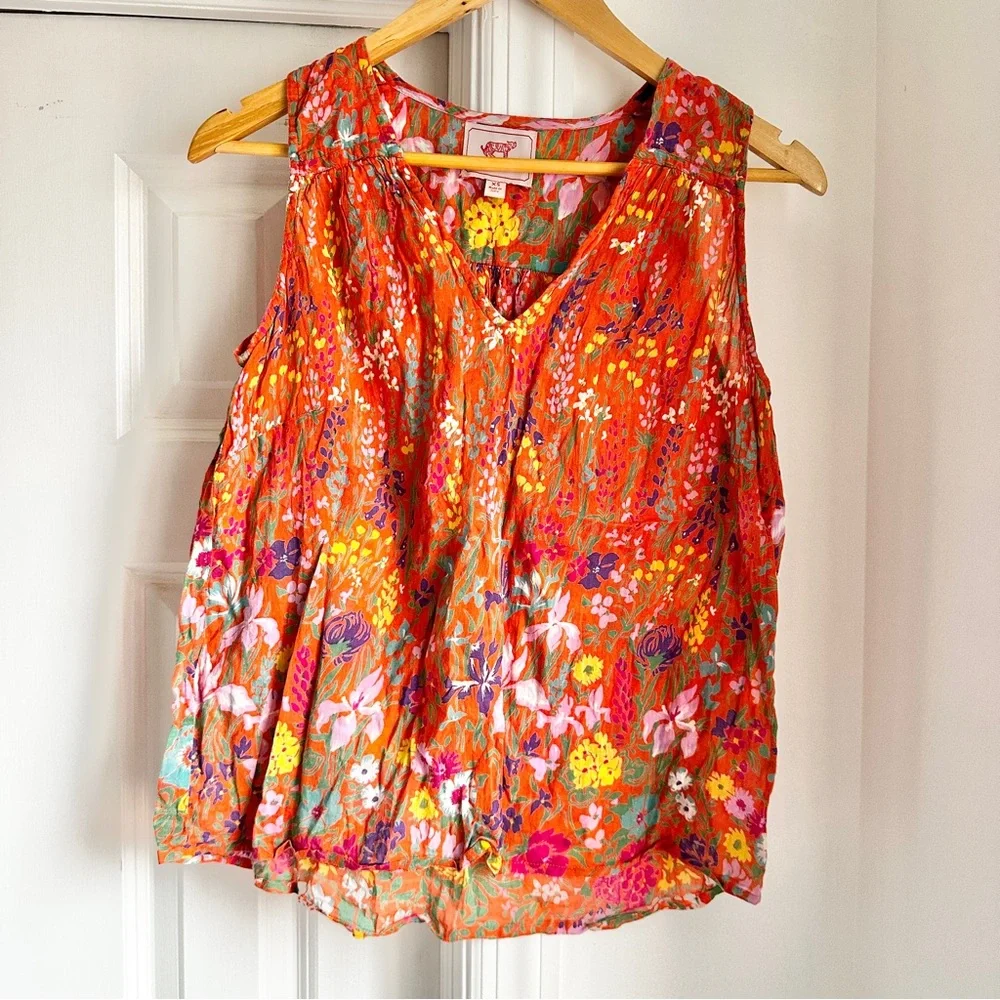 Banjanan Sleeveless Floral Orange Top - Picture 2 of 6
